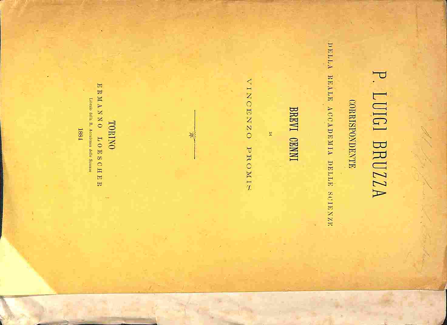 P. Luigi Bruzza corrispondente della Reale Accademia delle Scienze. Brevi cenni